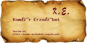 Komár Erzsébet névjegykártya